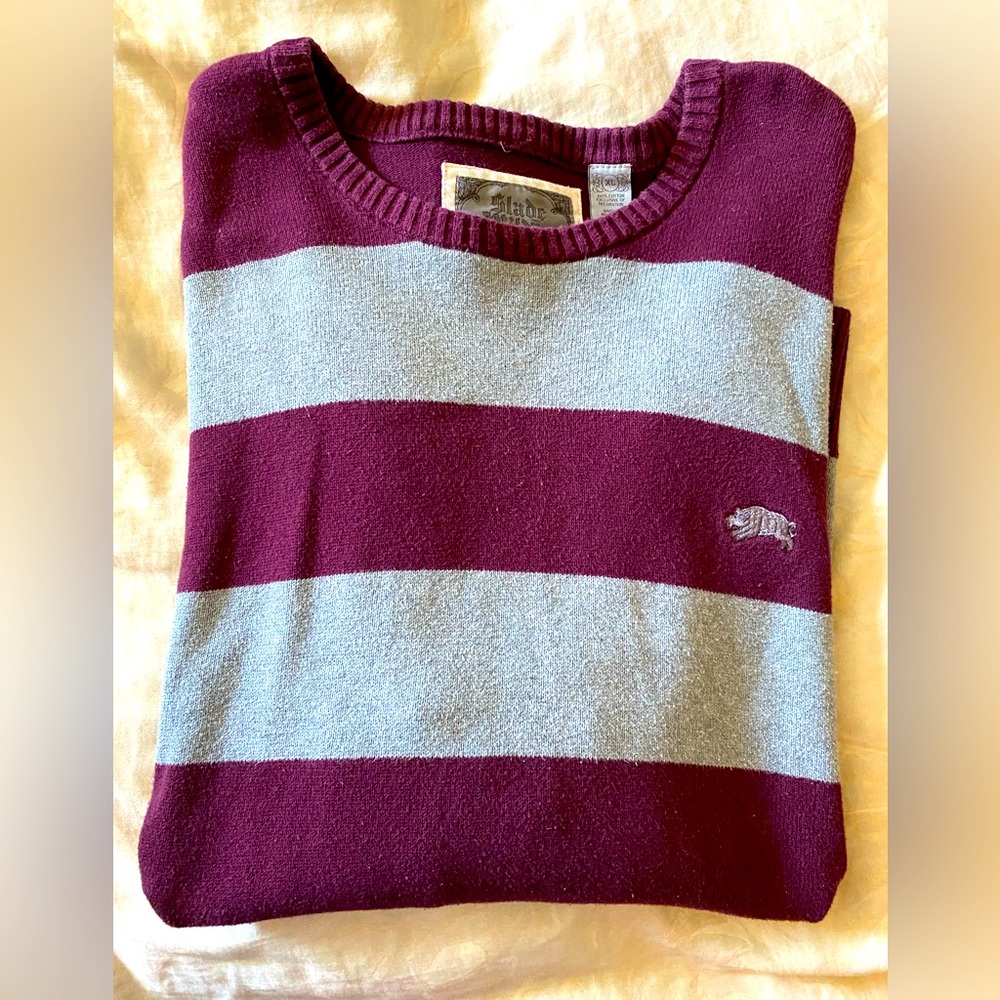 Mens Sweaters Striped V-Neck Sweater